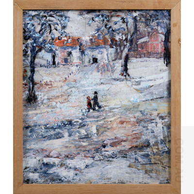 Ingrid Weiss, Winter Landscape & Dancers, Oil on Board, Largest 35 x 24 cm (2)