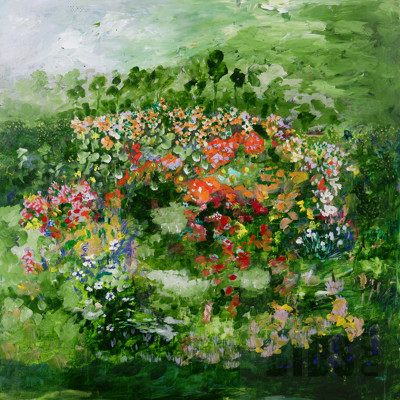 Ingrid Weiss, Untitled (Flower Field), Oil on Canvas, 101 x 101 cm