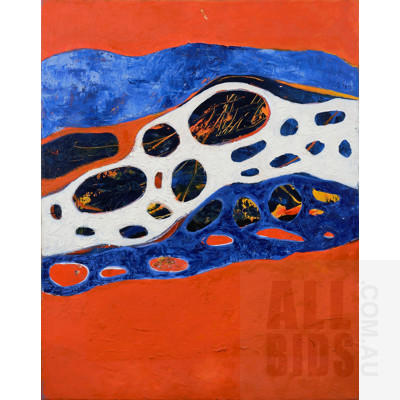 Ingrid Weiss, Blue, Orange & White, Oil on Canvas, 76 x 61 cm
