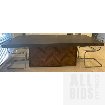 Nick Scali Designer Parquet Concrete/Oak Dining Table - ORP$2290