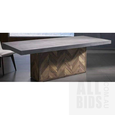 Nick Scali Designer Parquet Concrete/Oak Dining Table - ORP$2290