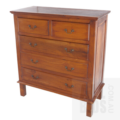 Contemporary Stained Pine Chest of Five Drawers