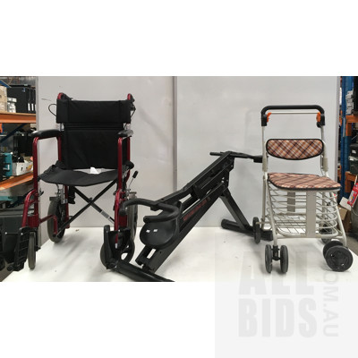AUS Care Wheelchair, Old Man Foldable Shopping Cart And Trim Rider Exercise Machine