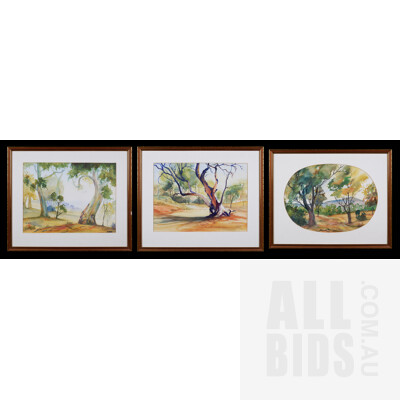 Three Molly Rowe Watercolour Landscape Paintings, Each 34 x 47 cm (3)