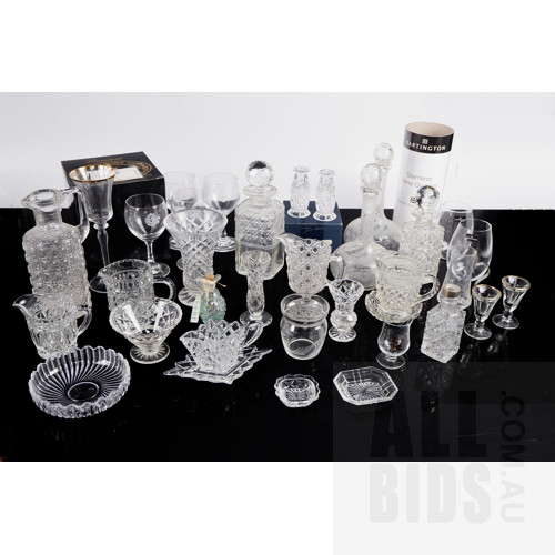 Large Collection of Antique and Vintage Cut Crystal and Moulded Glass- 55 Pieces