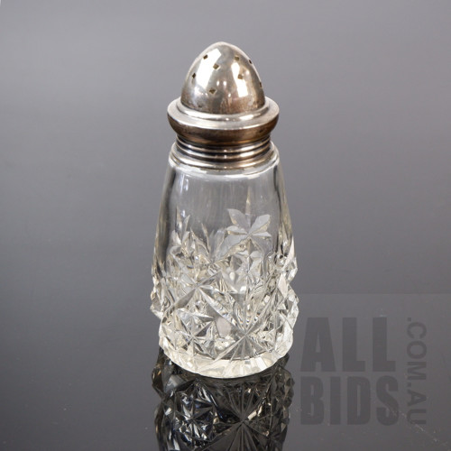 Antique Sterling Silver and Cut Crystal Sugar Sifter, London, Late 19th to Early 20th century