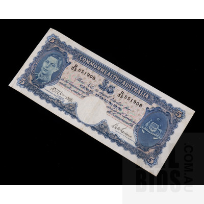 £5 1941 Armitage McFarlane Australian Five Pound Banknote R46 R35551908