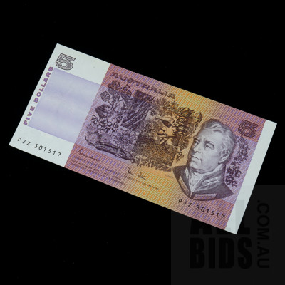 $5 1983 Johnston Stone Australian Five Dollar Banknote R208 PJZ301517