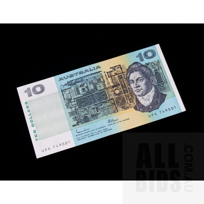 $10 1985 Johnston Fraser Australian Ten Dollar Banknote R309 UPA749001