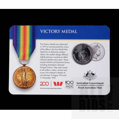 2018 20c Australian Twenty Cent Coin Victory Medal Commemorative