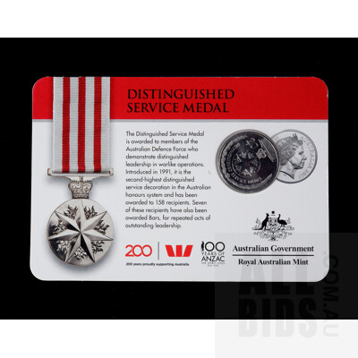 2018 20c Australian Twenty Cent Coin Distinguished Service Medal Commemorative