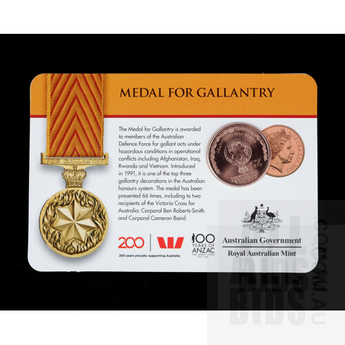2018 25c Australian Twenty Five Cent Coin Medal for Gallantry Commemorative