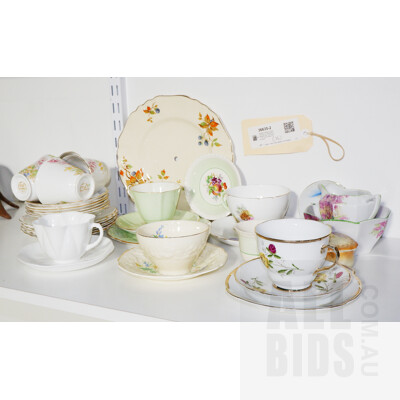 Four Matching Colclough Trios, Green Roslyn Trio, White Shelly Duo and More