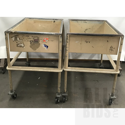 Mobile Mail Sorting Bins - Lot Of Two