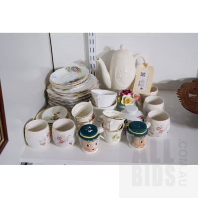 Collection Porcelain Including Japanese Character Salt and Pepper, Teapot and English Tea Duos (27)
