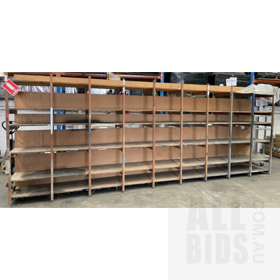 Large Timber Shelving Unit With 45 Storage Compartments
