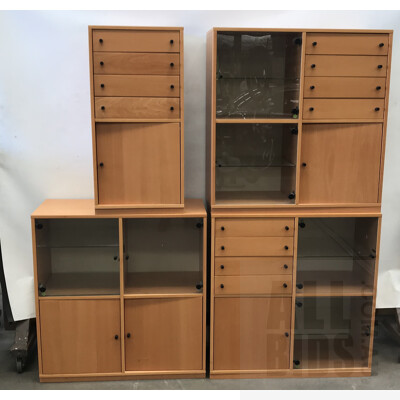 Timber Office Storage Cabinets - Lot Of Four