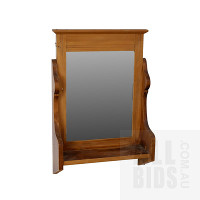 Vintage Pine Bevelled Glass Wall Mount Mirror