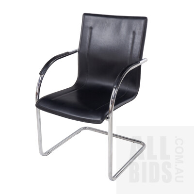 Marcel Breuer Style Faux Leather Cantilever Armchair