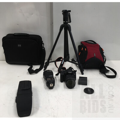 Canon EOS 750D Camera, Optex OPM1093G Tripod And Speedlite 600EX RT Flash