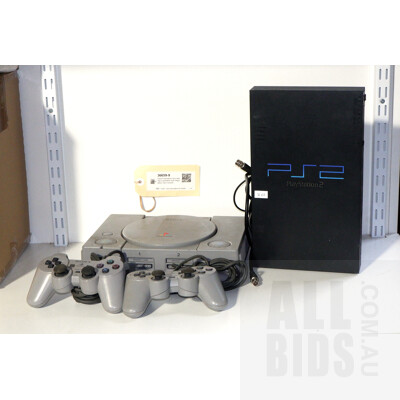 Sony PlayStation One with Two Controllers with PlayStation Two Console