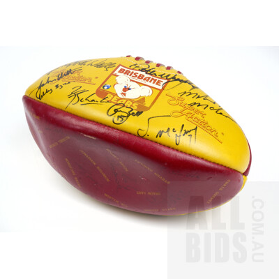 AFL Brisbane Bears Football Signed by Various Players Including Roger Merrett, Michael McLean, Ashley Green, Nigel Palfreyman and More, Circa 1992
