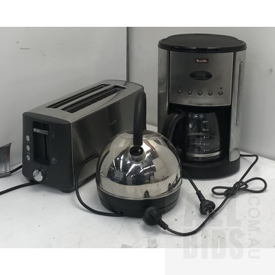 Kenwood, SK620, Cordless Electric Kettle, Breville BTA440 BSSANZ, 4 Slice Toaster and Breviille BCM6001842 Drip Filter Coffee Machine