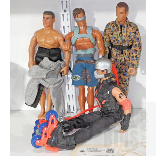 Four Action Man Figures with Various Accessories