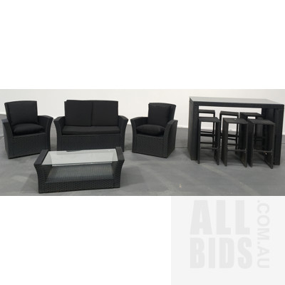 Black Plastic Wicker Outdoor Furniture Suite 