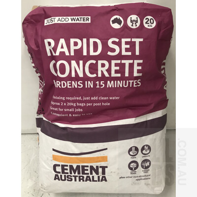 Cement Australia 20kg Rapid Set Concrete - Lot Of 23