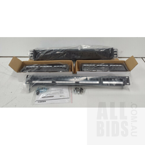 Assorted CAT5E and CAT6 Cable Distribution Units and Power Distribution Units with Rack Mounts