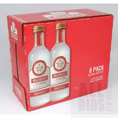 Box of Eight Ruski Lemon Vodka 300ml