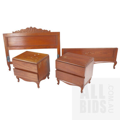Pair of Mahogany Bed Side Chest of Drawers with Matching Single Bed Headboards