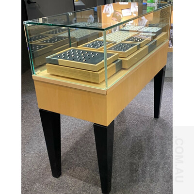 Rectangular Glass Display Cabinet with Lockable Door and Drawers