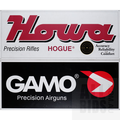 Gammo Precision Airguns Perspex Sign, Howa Rifles Perspex Sign and Smart Rest Rifle Rest Perspex Sign