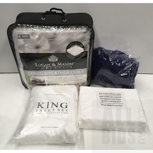 Logan & Mason King Down & Feather Quilt, Ivory & Deene King Sheet Set, Royal Comfort King Quilt Cover Set and More
