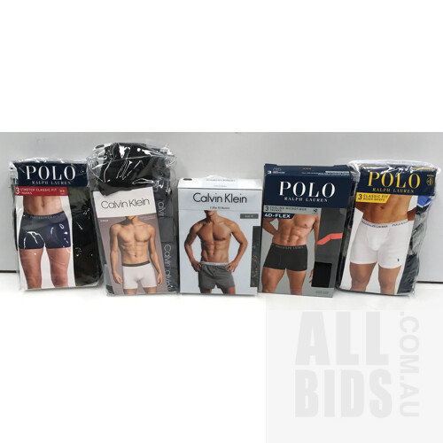 Calvin Klein and Ralph Lauren Polo Trunks and Boxers Size M - Lot of 5