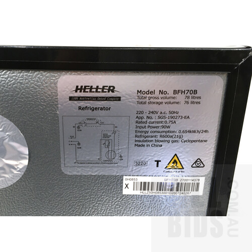 Heller Model No. BFH70B Refrigerator 76 Liter