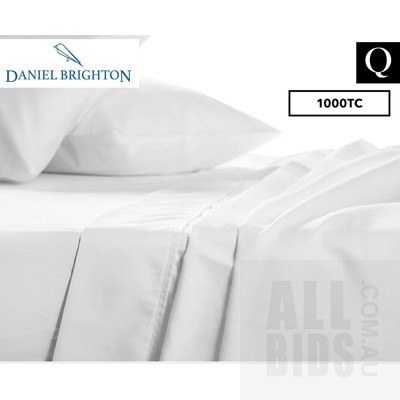 Daniel Brighton White Queen Size Cotton Rich 1000TC Sheet Set - Lot Of Two - ORP $350 Combined