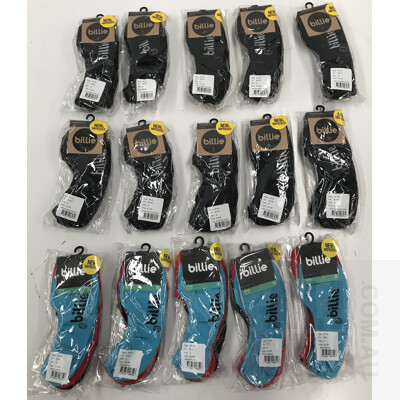 Billie 3 Pack Socks Various Sizes - Lot of 15 Combined ORP$194.25