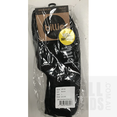 Billie 3 Pack Large Black Invisible Cut Socks - Lot of 12 Combined ORP$155.40