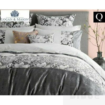 Sheridan White King Size Bed Sheet Set And Logan And Mason Colette Silver King Size Bed Quilt Cover Set