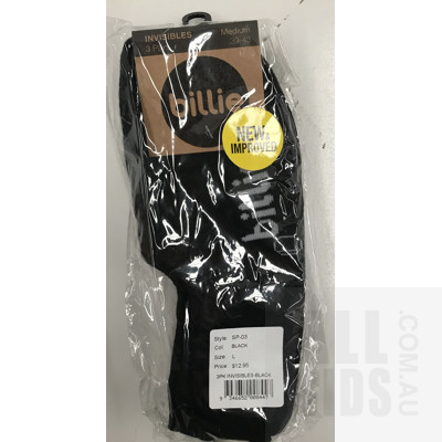 Billie 3 Pack Large Black Invisible Cut Socks - Lot of 12 - Combined ORP$155.40
