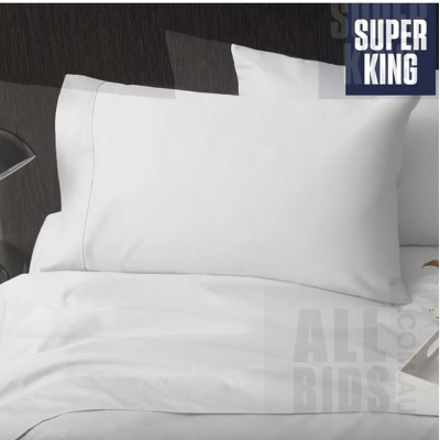 Sheraton White Super King Size 1000TC Cotton Bed Sheet Set And Royal Comfort Mist Mega Queen Size 1500TC Cotton Rich Combo Set - Lot Of Two - ORP $620 Combined