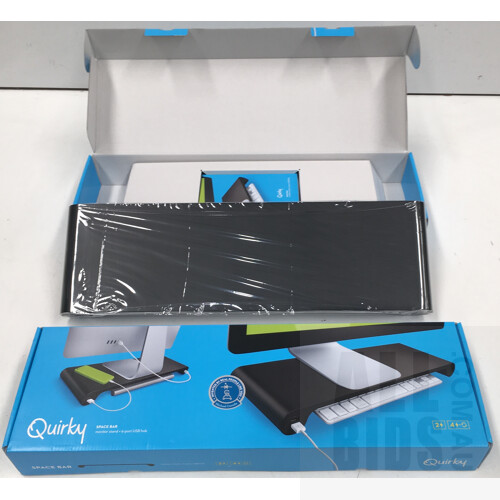 Quirky Spacebar POP Monitor Stand and 6-Port USB Hub, Lot of Two