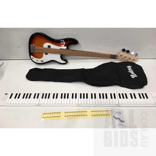 Monterey Electric Bass Guitar and Carry On Folding Piano 88