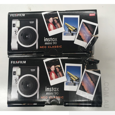 Fujifilm Instax Mini 90 Neo Classic Instant Camera - Lot OF Two - ORP $360 Combined