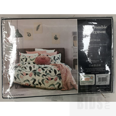 Abercrombie And Ferguson Mint Queen Size Quilt Cover Set And Royal Comfort Mist Damask Stripes Queen Size Sheet Set - ORP $350 Combined