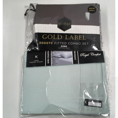 Ardor King Size Fitted Combo Set And Royal Comfort King Size Sheet Set - ORP $460 Combined