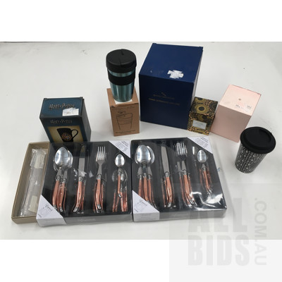 Assorted Homeware Including Laguiole Etiquette Rose Gold 24 Piece Cutlery Set And Daniel Brighton Light Wood Aroma Diffuser
